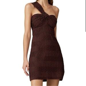 Alexis One Shoulder Heart Print Pleated Luksa Mini Dress SZ Medium